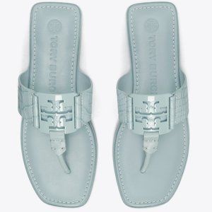 TORY BURCH * $248 * Georgia Northern Blue Soft Croc Embossed Logo Sandal 11